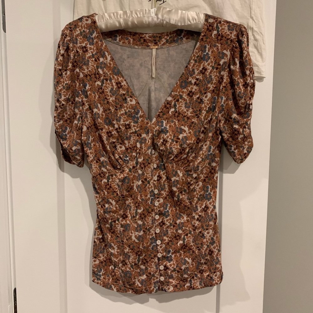 Stretch jersey free people button down top